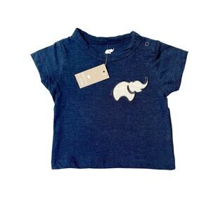 NWT Monica + Andy Organic Cotton Elephant Appliqué Shirt Size 3-6m